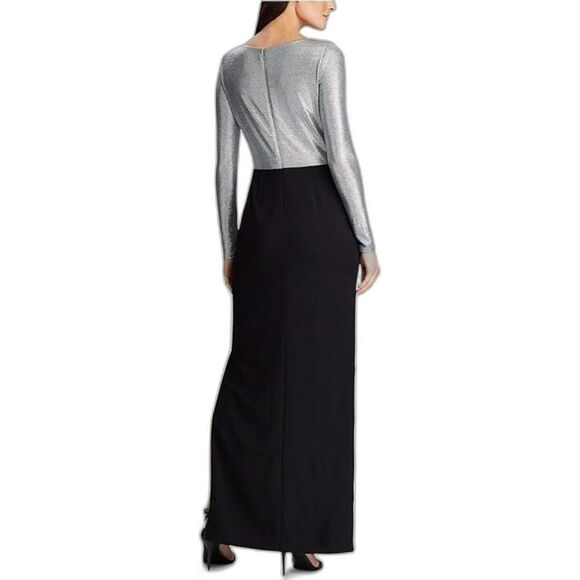 Lauren Ralph Lauren Black & Silver Metallic Bodice Gown Women’s Size 10 - Picture 14 of 14
